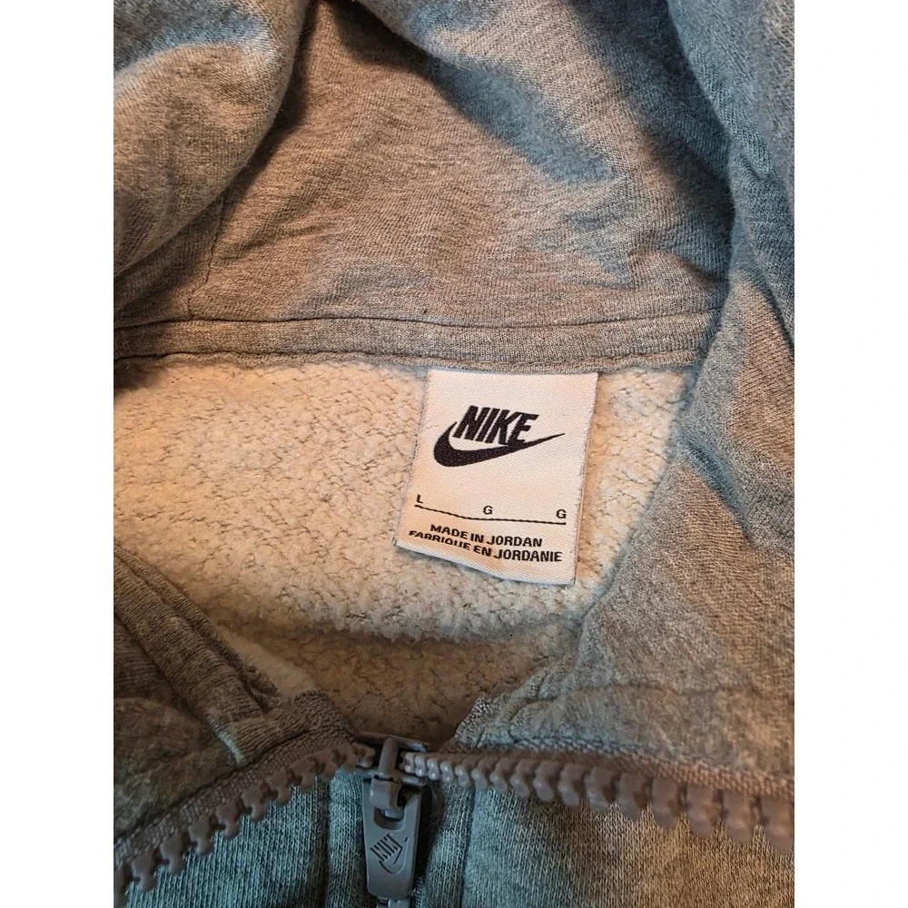 Nike Full Zip Hoodie Mens Large Gray Fleece Sportswear Activewear Casual